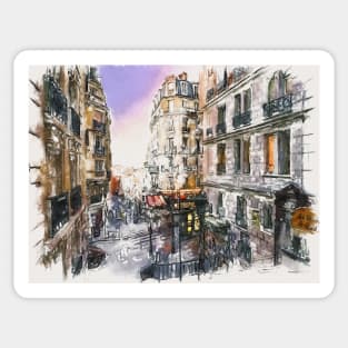 Montmartre View Paris Watercolor Cityscape Sticker